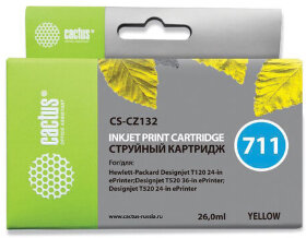 Картридж струйный CACTUS (CS-CZ132) для плоттеров HP DesignJet T120/T520, желтый