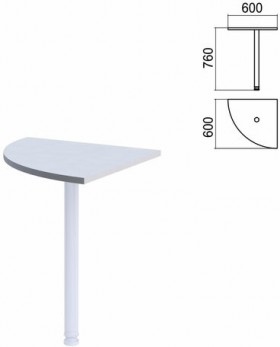 Стол приставной угловой "Арго", 600х600 мм, БЕЗ ОПОРЫ, серый