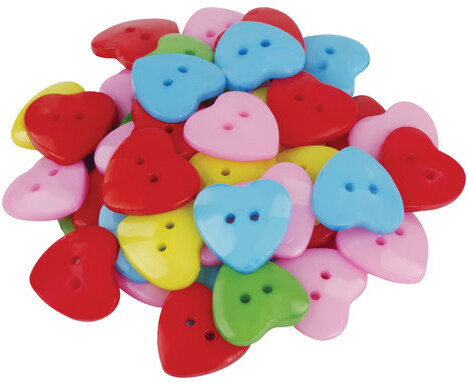 Пуговицы декоративные "Сердце", пластик, 20х20 мм, 40 г, 5 цветов, ОСТРОВ СОКРОВИЩ, 661403