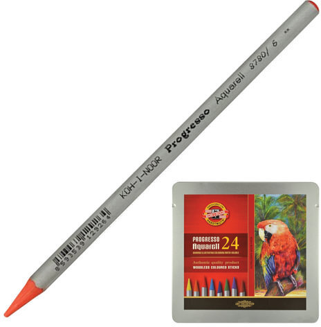 Карандаши цветные акварельные художественные 24 ЦВЕТА KOH-I-NOOR "Progresso", 7,1 мм, в лаке, 8784/24, 8784024001PLRU