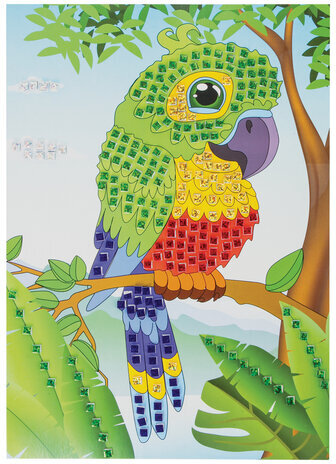 Набор для творчества "Сверкающая мозаика из мягкого пластика", "Попугай", 21х29 см, ЮНЛАНДИЯ, 662362