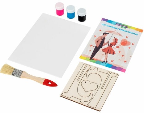 Набор отпечатки рук: холст 18х24 см, акрил 3 цвета, кисть + сертификат и подставка В ПОДАРОК! BRAUBERG HOBBY, 192527
