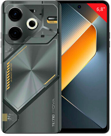 Смартфон TECNO POVA 6 NEO, 2 SIM, 6,8", 4G, 60/8 Мп, 8/128 ГБ, черный, пластик, TCN-LI6.8.128.SPB