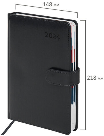 Ежедневник датированный 2024 А5 148х218 мм GALANT "Ritter", под кожу, черный, 114764