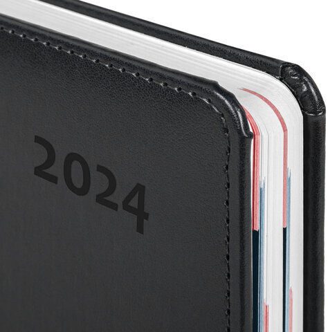 Ежедневник датированный 2024 А5 148х218 мм GALANT "Ritter", под кожу, черный, 114764