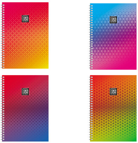 Тетрадь А4, 80 л., ПЗБМ, гребень, клетка, фольга, TWIN лак, "Градиент" (4 вида), 028160