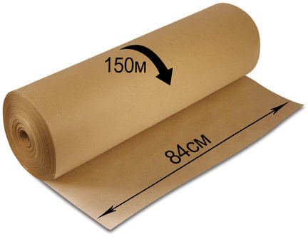 Крафт-бумага в рулоне, 840 мм x 150 м, плотность 78 г/м2, Марка А (Коммунар), BRAUBERG, 440147