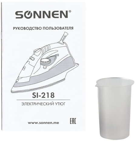 Утюг SONNEN SI-218, 2200 Вт, керамическое покрытие, паровой удар, бордовый/белый, 453506