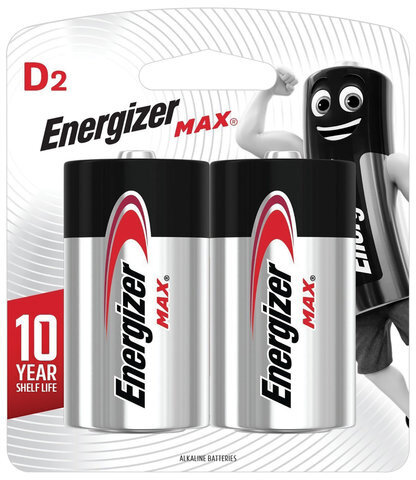 Батарейки ENERGIZER Max, D (LR20, 13А), алкалиновые, КОМПЛЕКТ 2 шт., блистер, E301533400