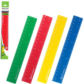 Линейка пластиковая 20 см, BRAUBERG "Crystal Vivid", непрозрачная, флуоресцентная ассорти, европодвес, 210287