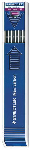 Грифель для цангового карандаша 130 мм STAEDTLER (Германия) "Mars", H, 2 мм, КОМПЛЕКТ 12 шт., 200-H
