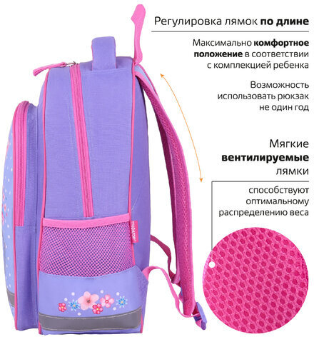 Рюкзак ПИФАГОР SCHOOL, 1 отделение, 3 кармана, "Little beauty", 38x28х14 см, 271402