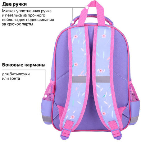 Рюкзак ПИФАГОР SCHOOL, 1 отделение, 3 кармана, "Little beauty", 38x28х14 см, 271402