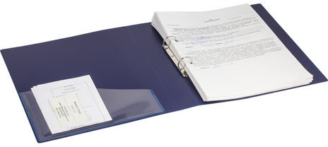 Папка на 2 кольцах BRAUBERG "Contract", 35 мм, синяя, до 270 листов, 0,9 мм, 221792