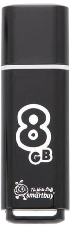 Флеш-диск 8 GB, SMARTBUY Glossy, USB 2.0, черный, SB8GBGS-K