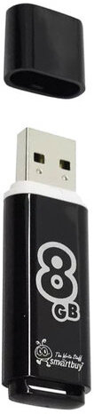 Флеш-диск 8 GB, SMARTBUY Glossy, USB 2.0, черный, SB8GBGS-K