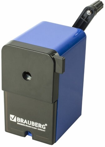 Точилка механическая BRAUBERG "UNIVERSAL", крепление к столу, металлический механизм, чёрный/синий, 222515