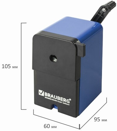 Точилка механическая BRAUBERG "UNIVERSAL", крепление к столу, металлический механизм, чёрный/синий, 222515