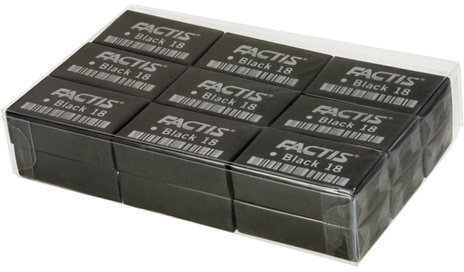Ластик FACTIS Black 18 (Испания), 41х24х13 мм, черный, прямоугольный, супермягкий, CPFBL18
