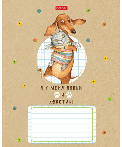 Тетрадь 24 л. HATBER клетка, обложка картон, "Такса LIFE" (5 видов в спайке), 24Т5В1
