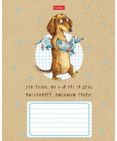 Тетрадь 24 л. HATBER клетка, обложка картон, "Такса LIFE" (5 видов в спайке), 24Т5В1