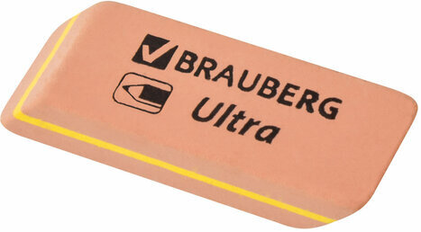 Ластик BRAUBERG "Ultra", 41х14х8 мм, оранжевый, натуральный каучук, 228705