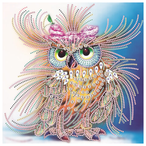 Картина стразами (алмазная мозаика) сияющая 30х30 см, ОСТРОВ СОКРОВИЩ "Королевская сова", без подрамника, 662447