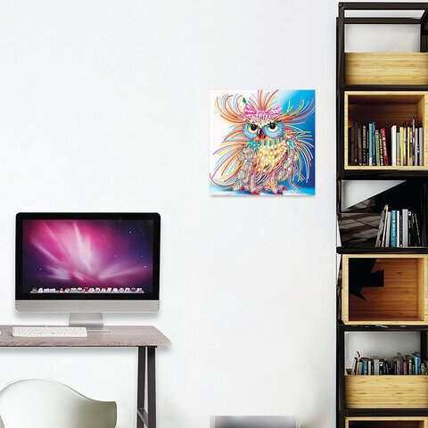 Картина стразами (алмазная мозаика) сияющая 30х30 см, ОСТРОВ СОКРОВИЩ "Королевская сова", без подрамника, 662447