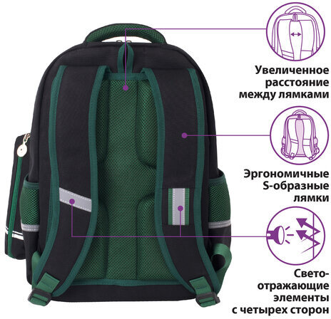 Рюкзак ЮНЛАНДИЯ COMPLETE, с пеналом в комплекте, эрго-спинка, "Football", 42х29х14 см, 229975