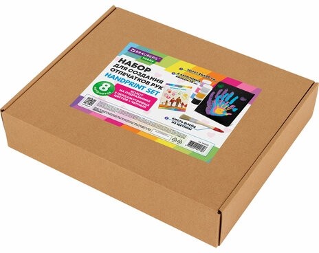 Набор отпечатки рук: холст 24х30 см, перламутр 6 цветов, кисть + сертификат В ПОДАРОК, BRAUBERG HOBBY, 192533