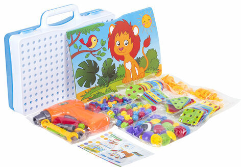 Конструктор с шуруповертом РАЗВИВАЮЩИЙ 247 деталей, BRAUBERG KIDS, 665204