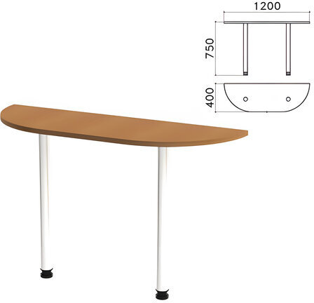 Стол приставной полукруг "Монолит", 1200х400х750 мм, цвет орех гварнери (КОМПЛЕКТ)