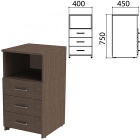 Тумба приставная &quot;Канц&quot;, 400х450х750 мм, 3 ящика, полка, цвет венге (КОМПЛЕКТ)