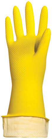 Перчатки хозяйственные латексные ЛЮБАША ЭКОНОМ, МНОГОРАЗОВЫЕ, хлопчатобумажное напыление, размер M (средний), 603784