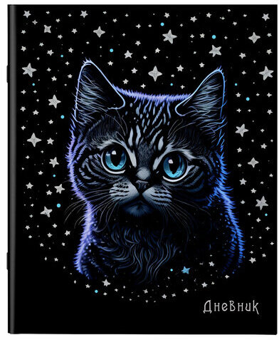 Дневник 1-11 класс 40 л., на скобе, ПИФАГОР, обложка картон, "Котик", 106811