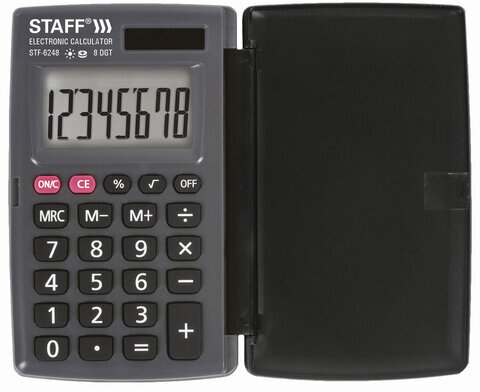 Калькулятор карманный STAFF STF-6248 (104х63 мм), 8 разрядов, двойное питание, 250284