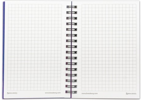 Блокнот МАЛЫЙ ФОРМАТ (105х145 мм) А6, 80 л., гребень сбоку, пластиковая обложка, клетка, BRAUBERG, "Офисный", 125399