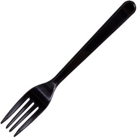 Вилка одноразовая пластиковая 180 мм, черная, КОМПЛЕКТ 50 шт., ЭТАЛОН, БЕЛЫЙ АИСТ, 607838