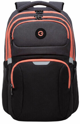 Рюкзак GRIZZLY школьный, анатомическая спинка, 2 отделения, для девочек, BLACK/ORANGE, 41х27х17 см, RD-342-1/2