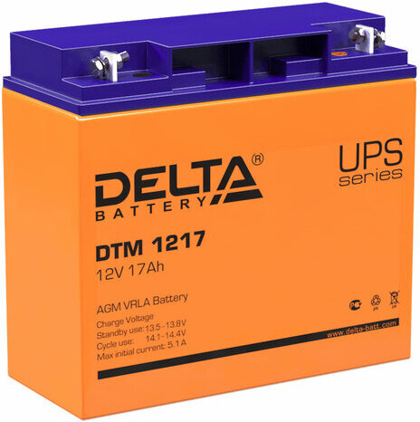 Аккумуляторная батарея для ИБП любых торговых марок, 12 В, 17 Ач, 181х77х167 мм, DELTA, DTM 1217