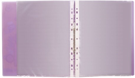 Папка для портфолио ребенка, 2 кольца, 20 файлов, полупрозрачная фиолетовая, ЮНЛАНДИЯ, 129802