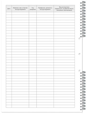 Журнал регистрации инструктажа по технике безопасности, 50 л., картон, на гребне, А4 (204х290 мм), 19с11-50