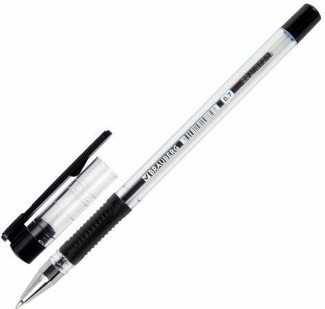 Ручка шариковая с грипом BRAUBERG "X-Writer", ЧЕРНАЯ, узел 0,7 мм, линия письма 0,35 мм, 142404