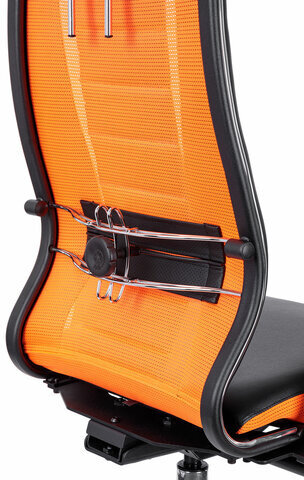 Кресло компьютерное МЕТТА "ErgoLife" 10 B2-160D, 2D-подголовник, экокожа/сетка, черное/оранжевое