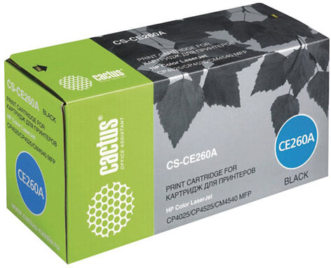 Картридж лазерный CACTUS (CS-CE260A) для HP ColorLaserJet CP4025/4525, черный, ресурс 8500 страниц