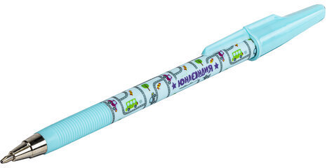 Ручка шариковая ЮНЛАНДИЯ "CARS", синяя, SOFT TOUCH покрытие, узел 0,7 мм, линия письма 0,35 мм, 143728