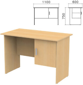 Стол письменный &quot;Канц&quot;, 1100х600х750 мм, тумба с дверью, цвет бук невский, СК26.10