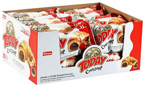Круассан TODAY с шоколадной начинкой, ТУРЦИЯ, 20 шт. по 40 г, в шоу-боксе, 1378