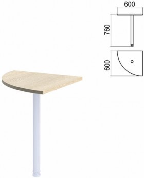 Стол приставной угловой "Арго", 600х600 мм, БЕЗ ОПОРЫ, ясень шимо