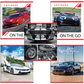 Тетрадь А5, 48 л., BRAUBERG, линия, обложка картон, СПОРТКАРЫ, 403027